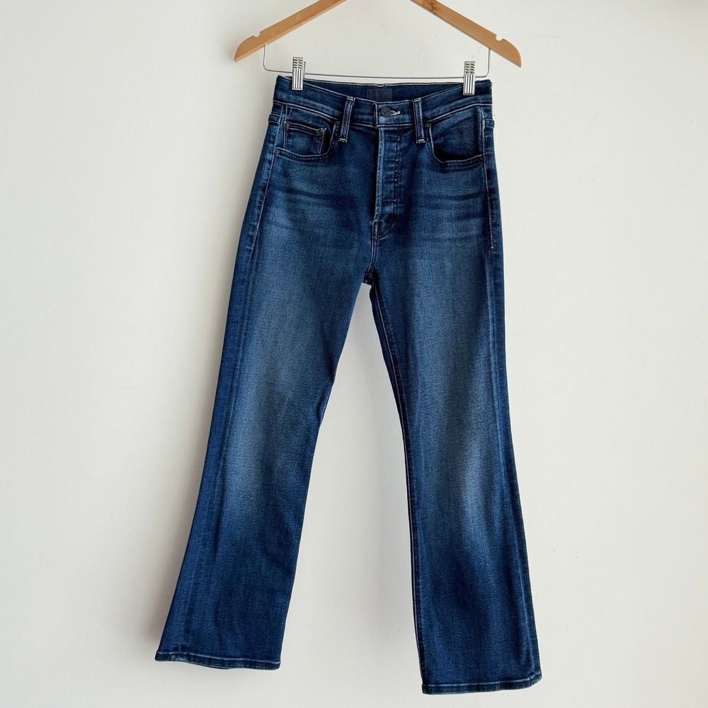 Mother Jeans Womens 25 Blue Lil Tripper Ankle Flare Button Fly Homecoming Wash